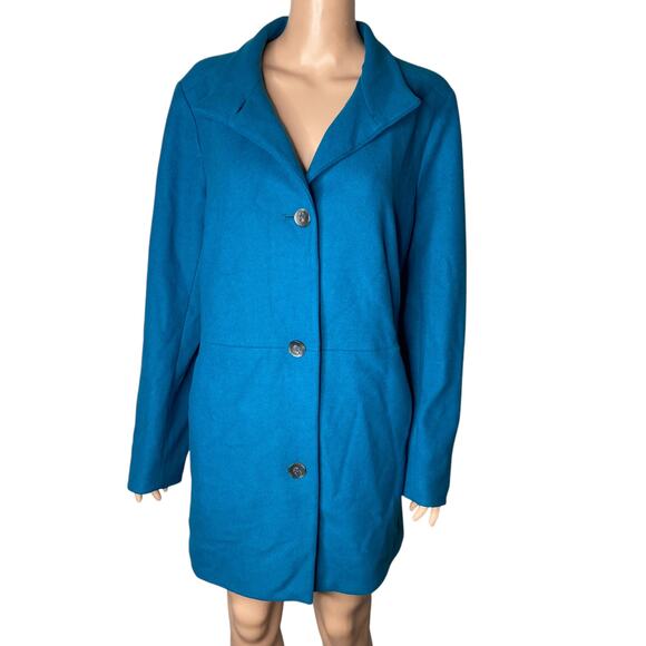 J. Jill Coat Peacock Womens Large Teal Button Front Fleece New - Picture 10 of 10